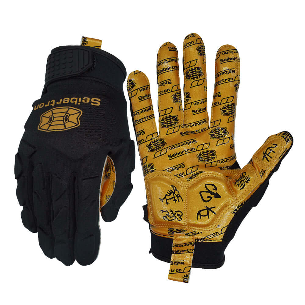 Seibertron H.P.I.L.G Touchscreen Lineman and Football Receiver Gloves, Flexible Breathable Impact Protection Back of Hand Glove Adult and Youth Sizes - Seibertron