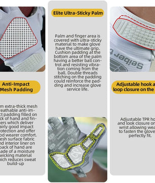 Seibertron H.P.I.L.G Touchscreen Lineman and Football Receiver Gloves, Flexible Breathable Impact Protection Back of Hand Glove Adult and Youth Sizes - SeibertronOutdoors