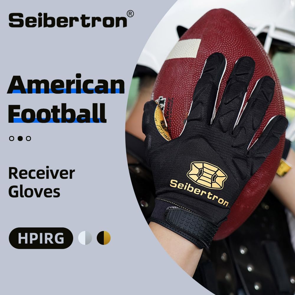 black gold football gloves