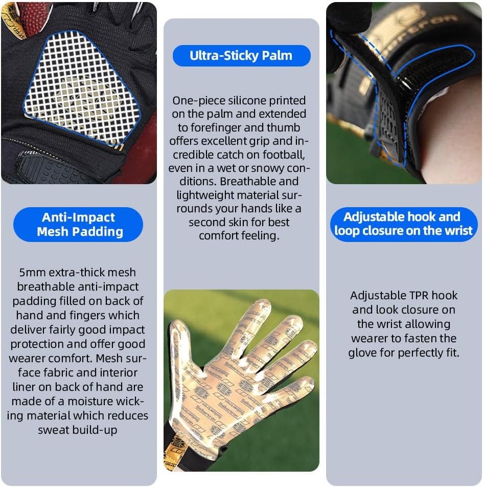 black and gold gloves football