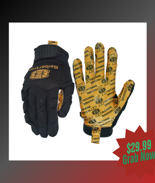 black and gold football gloves​