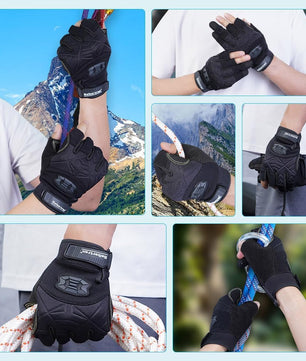 Seibertron Half Finger Padded Palm Lightweight Breathable Climbing Rope Gloves for Climbers, Rock Climbing, Rescue, Adventure, Sailing, Kayaking, Outdoor Sports Three Finger - Seibertron