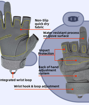 Seibertron Men Or Women XXS to XXL Fingerless/Half Finger Sports Outdoor Tactical Gloves - Seibertron