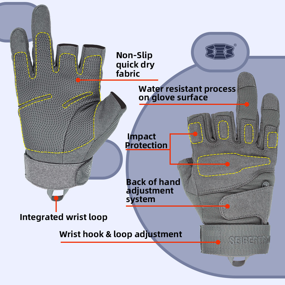 Seibertron Men Or Women XXS to XXL Fingerless/Half Finger Sports Outdoor Tactical Gloves - Seibertron