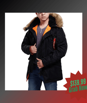 Seibertron Men's N-3B Slim-Fit Waterproof/Water Repellent Parka with Removable Faux Fur Hood Trim - Seibertron