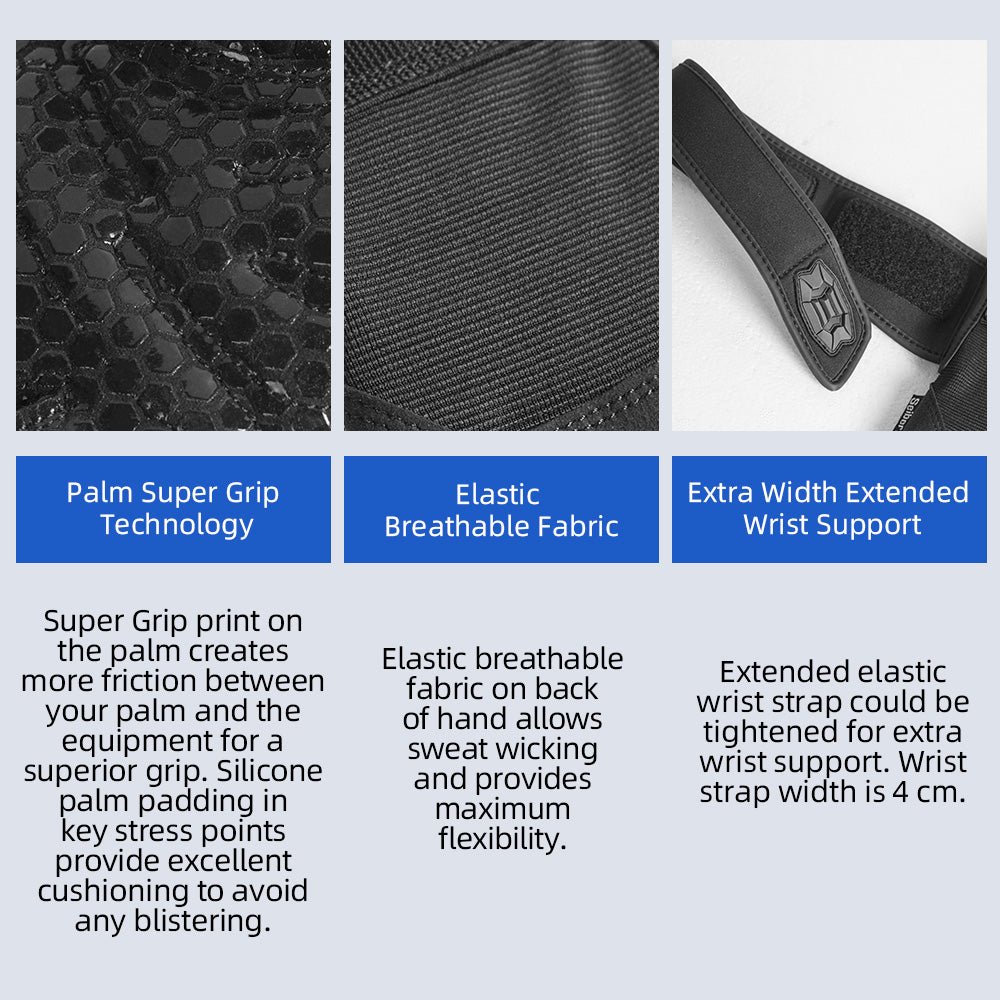 Seibertron PRO 2.0 Padded Super Grip Gloves for Lifting, Fitness, Men & Women - SeibertronSports602201108976