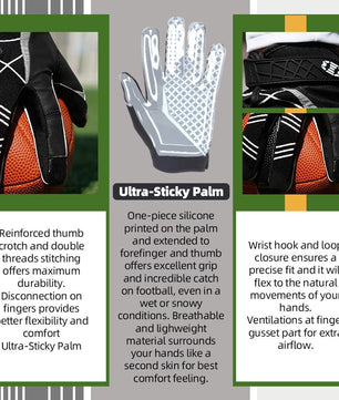 Youth football gloves inspired by professional styles
