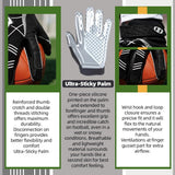 Youth football gloves inspired by professional styles