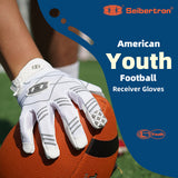 Youth football receiver gloves with grip enhancement