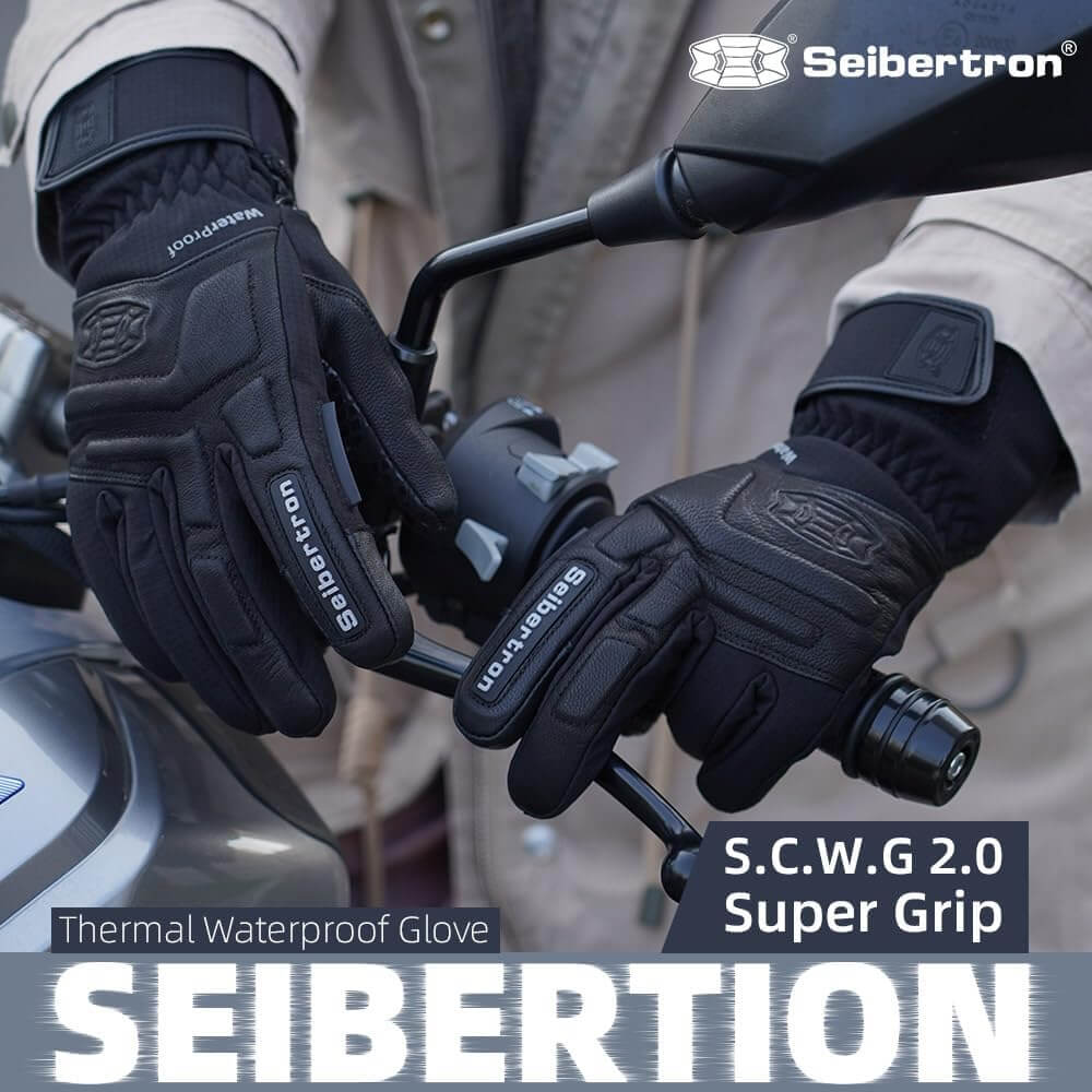 Seibertron S.C.W.G 2.0 Waterproof Winter - 4℉ Cold Proof Touchscreen Anti Slip Palm Impact Gloves for Cycling Motorcycle - Seibertron