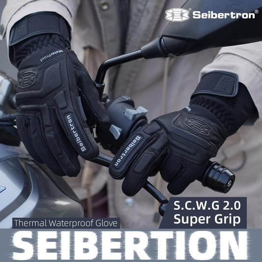 Seibertron S.C.W.G 2.0 Waterproof Winter - 4℉ Cold Proof Touchscreen Anti Slip Palm Impact Gloves for Cycling Motorcycle - Seibertron