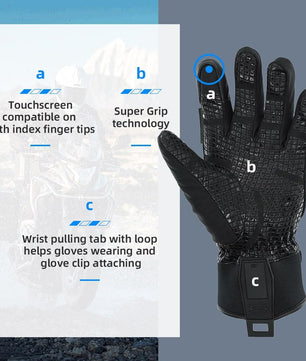 Seibertron S.C.W.G 2.0 Waterproof Winter - 4℉ Cold Proof Touchscreen Anti Slip Palm Impact Gloves for Cycling Motorcycle - Seibertron