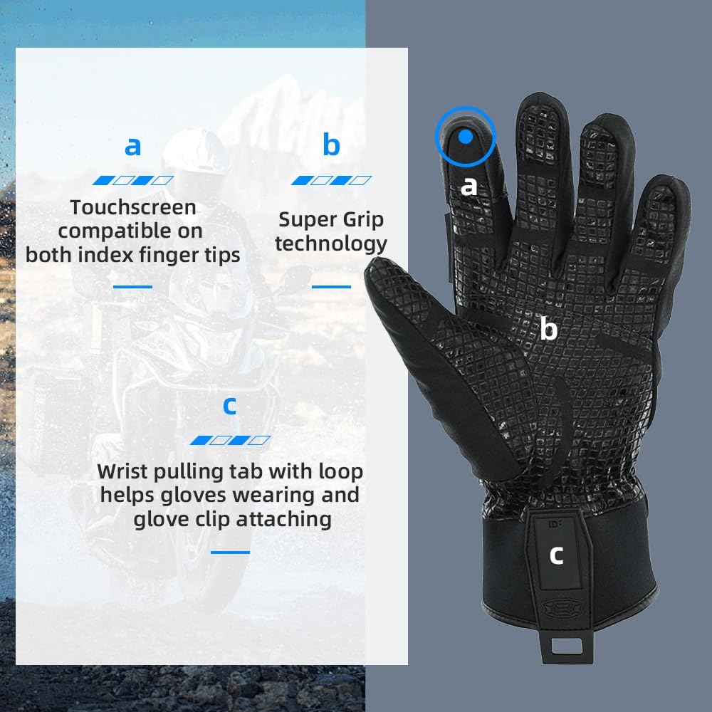 Seibertron S.C.W.G 2.0 Waterproof Winter - 4℉ Cold Proof Touchscreen Anti Slip Palm Impact Gloves for Cycling Motorcycle - Seibertron