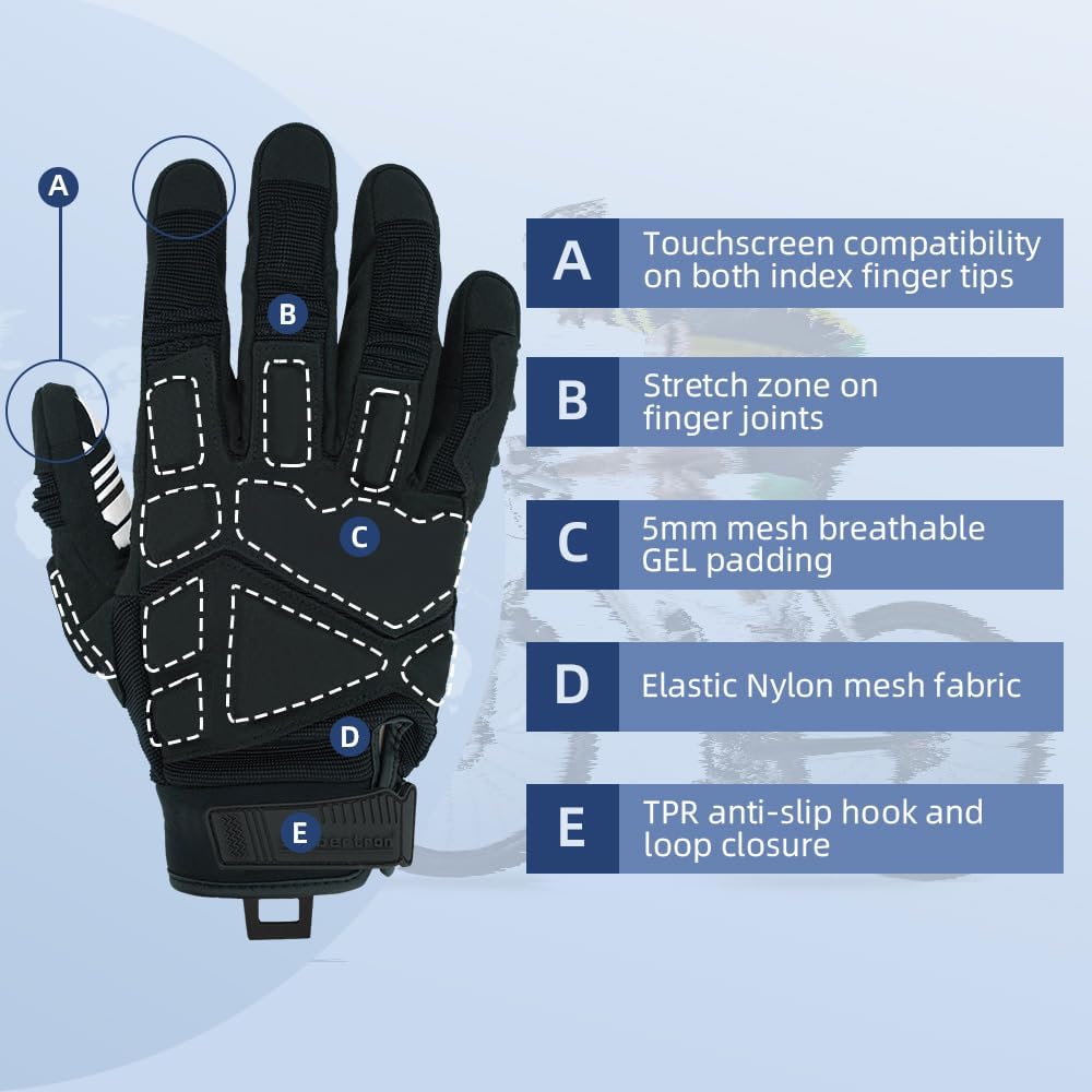 Racing biker gloves offering impact resistance and flexibility