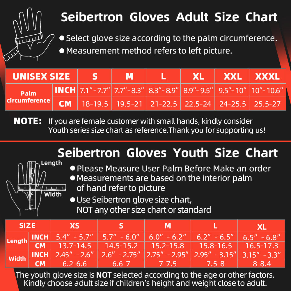 Seibertron SPS-10 Adult Motorcycle Riding Gloves – Breathable, Durable, Anti-Slip, Touchscreen Leather Gloves for Spring, Summer, and Fall - Seibertron