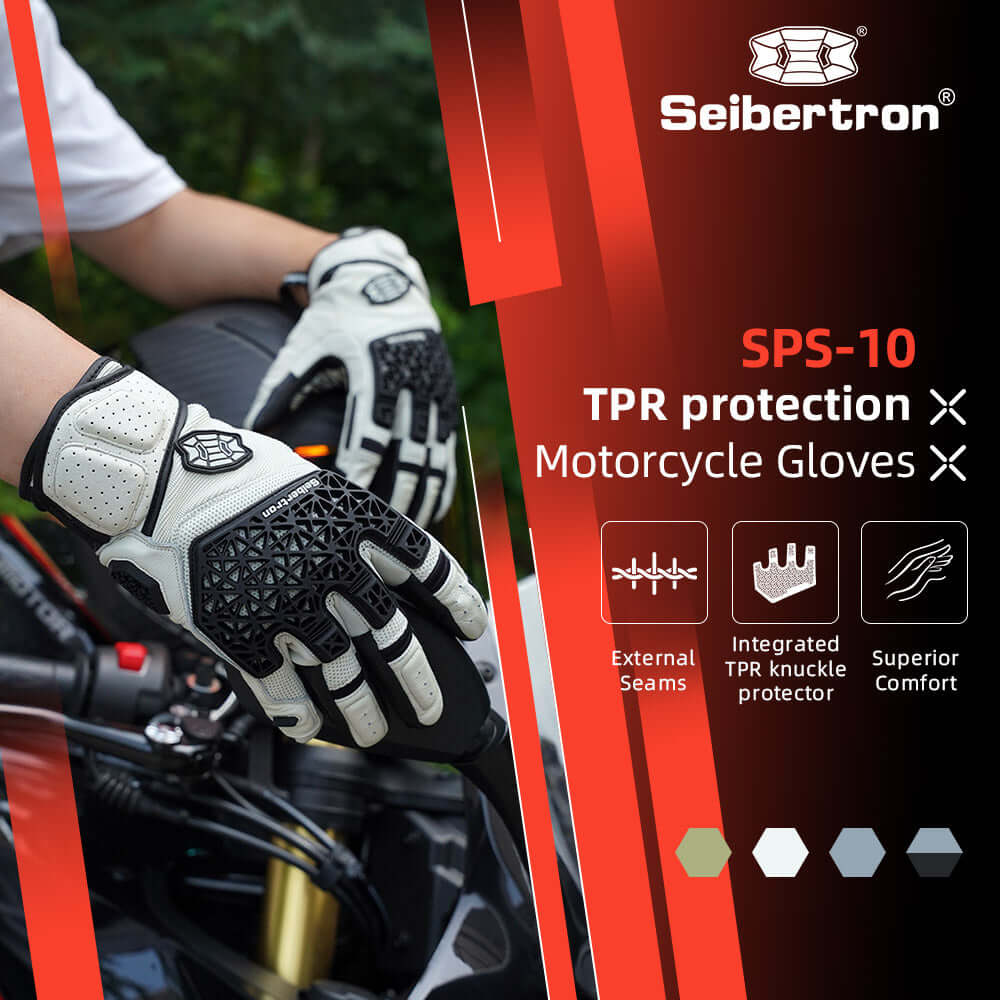 Seibertron SPS - 10 Youth Motorcycle Riding Gloves – Breathable, Durable, Anti - Slip, Touchscreen Leather Gloves for Spring, Summer, and Fall - SeibertronSports Gloves