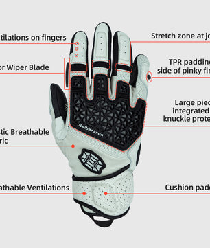 Seibertron SPS-10 Adult Motorcycle Riding Gloves – Breathable, Durable, Anti-Slip, Touchscreen Leather Gloves for Spring, Summer, and Fall - Seibertron