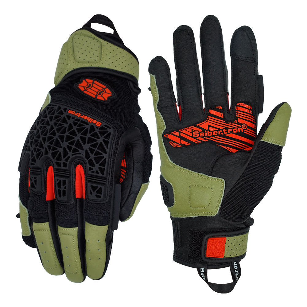 Seibertron SPS-10 Adult Motorcycle Riding Gloves – Breathable, Durable, Anti-Slip, Touchscreen Leather Gloves for Spring, Summer, and Fall - Seibertron