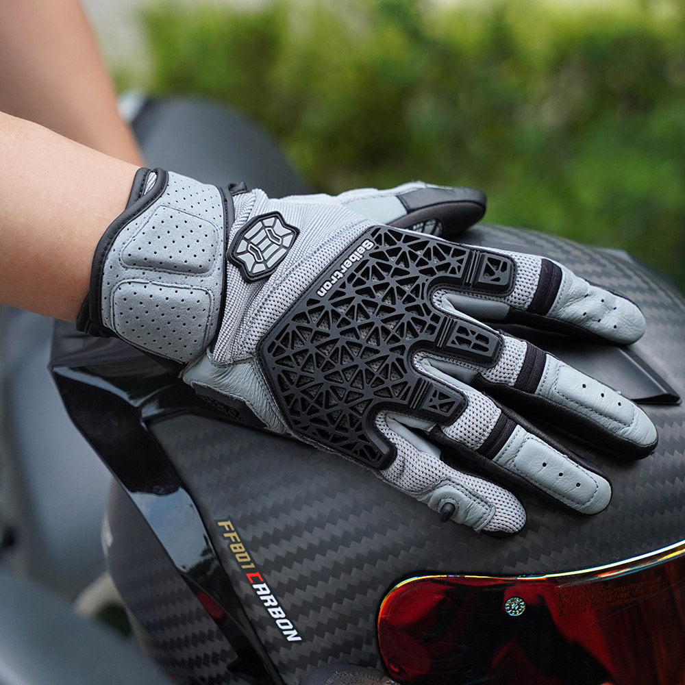 Seibertron SPS-10 Adult Motorcycle Riding Gloves – Breathable, Durable, Anti-Slip, Touchscreen Leather Gloves for Spring, Summer, and Fall - Seibertron