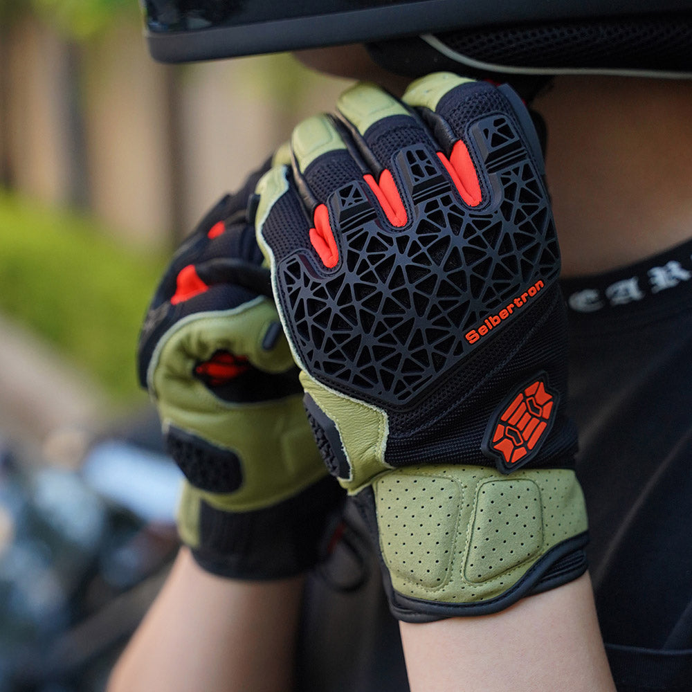 Seibertron SPS-10 Adult Motorcycle Riding Gloves – Breathable, Durable, Anti-Slip, Touchscreen Leather Gloves for Spring, Summer, and Fall - Seibertron