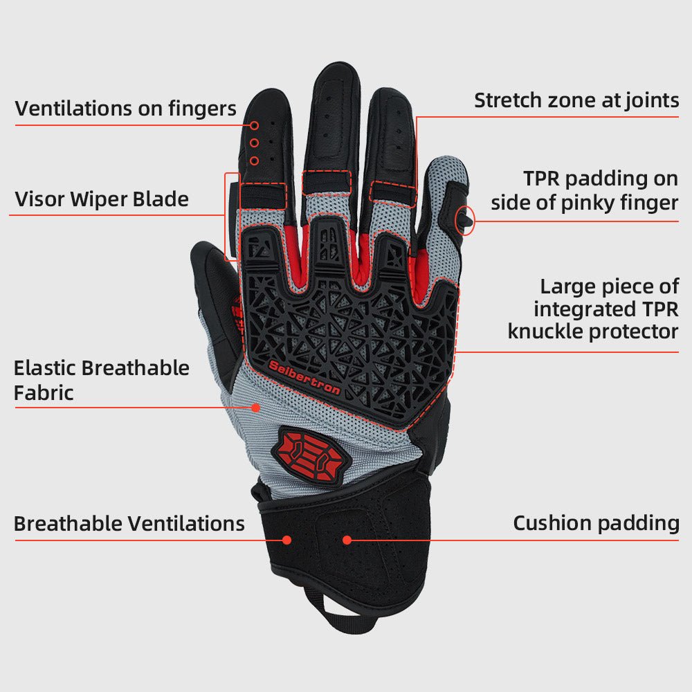 Seibertron SPS - 10 Youth Motorcycle Riding Gloves – Breathable, Durable, Anti - Slip, Touchscreen Leather Gloves for Spring, Summer, and Fall - SeibertronSports Gloves
