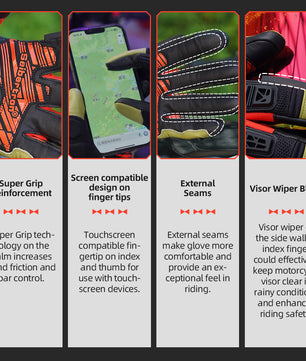 Seibertron SPS-10 Adult Motorcycle Riding Gloves – Breathable, Durable, Anti-Slip, Touchscreen Leather Gloves for Spring, Summer, and Fall - Seibertron