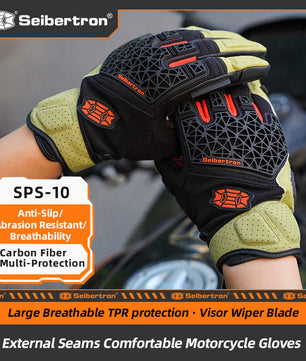 Seibertron SPS-10 Adult Motorcycle Riding Gloves – Breathable, Durable, Anti-Slip, Touchscreen Leather Gloves for Spring, Summer, and Fall - Seibertron