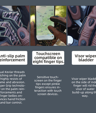 motorcycle gloves leather brown​