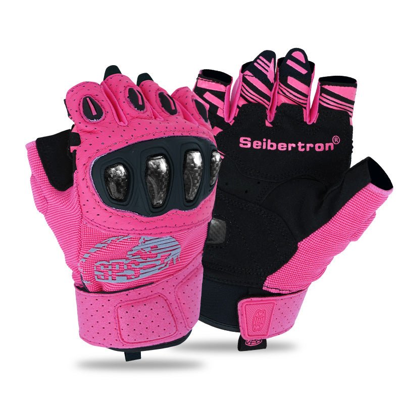 pink bicycle gloves Seibertron SPS-5 Adult Fingerless Motorcycle Gloves