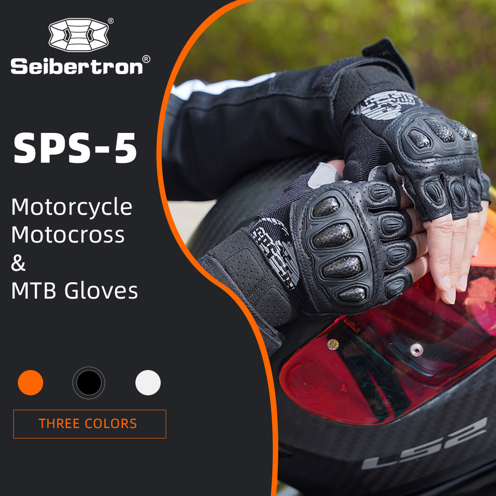 Seibertron SPS-5 Adult Fingerless Motorcycle Motorcross Cycling Gloves Half Finger MTB Off-Road Riding Glove - Seibertron