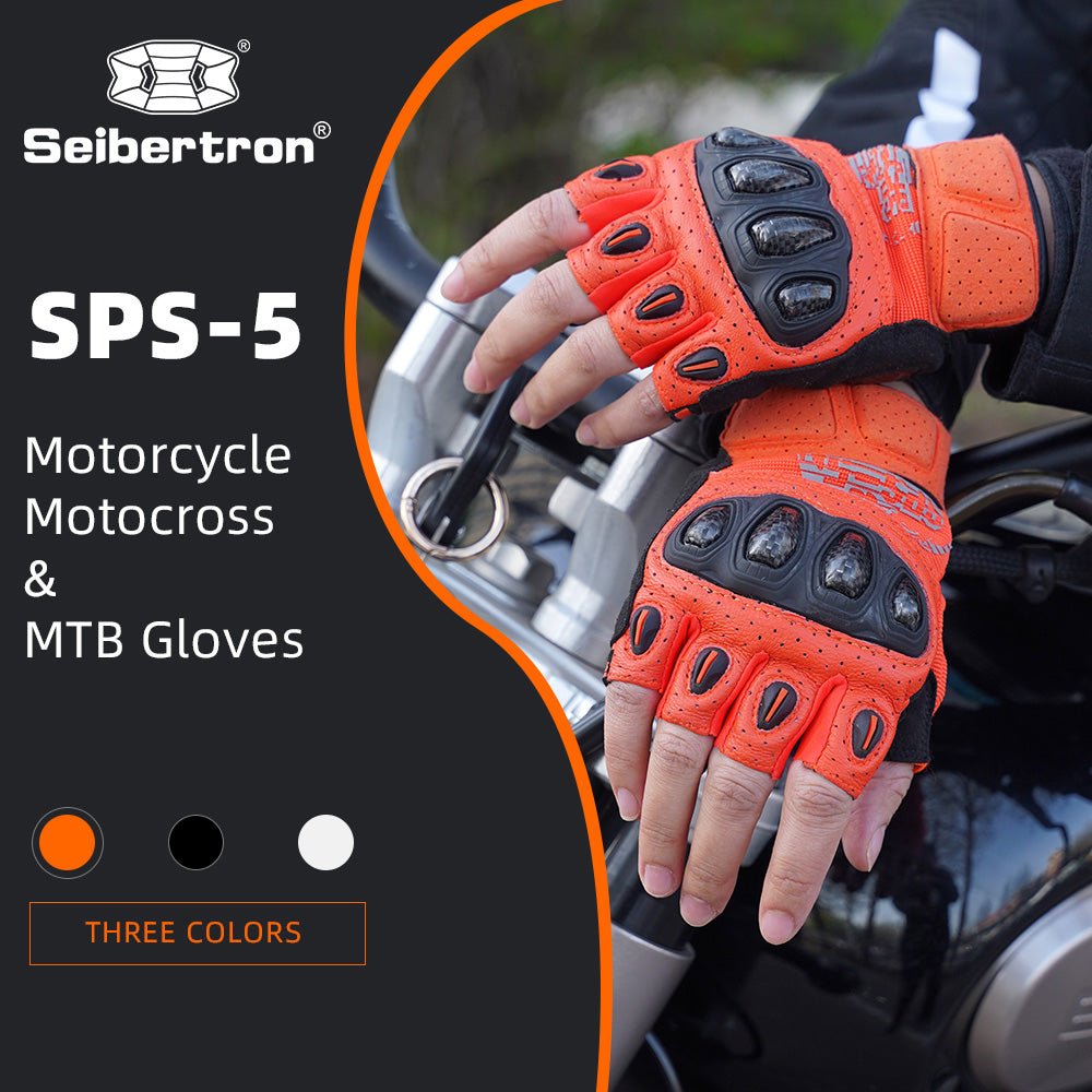 Seibertron SPS - 5 Adult Fingerless Motorcycle Motorcross Cycling Gloves Half Finger MTB Off - Road Riding Glove - Seibertron