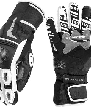 Seibertron SPW - 2 Carbon Fiber Hard Knuckle Waterproof Touchscreen Leather Motorcycle Gloves - SeibertronAutomotive Parts and Accessories
