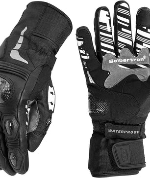 Seibertron SPW - 2 Carbon Fiber Hard Knuckle Waterproof Touchscreen Leather Motorcycle Gloves - SeibertronAutomotive Parts and Accessories