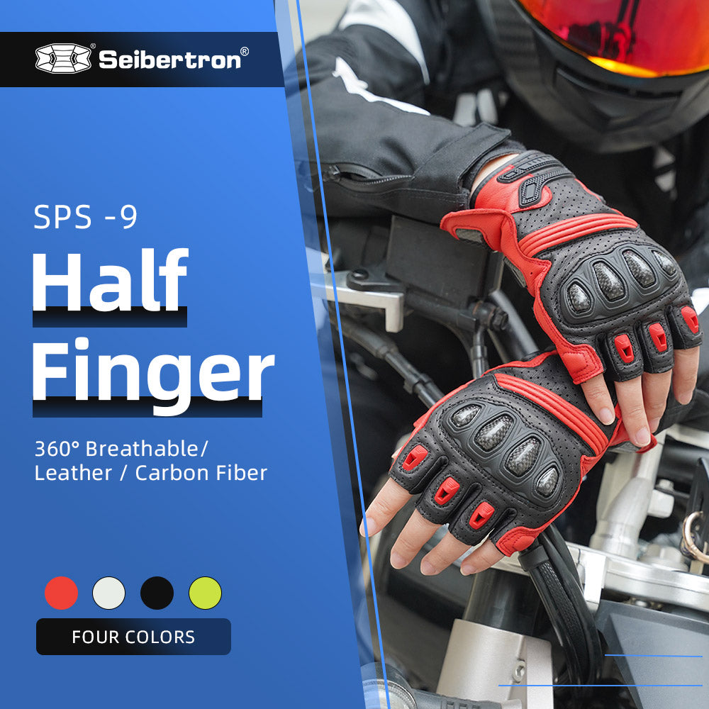 red fingerless leather gloves