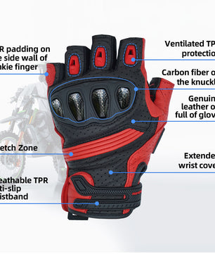 red fingerless leather gloves