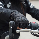 black leather gloves without fingers