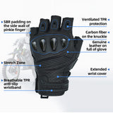 black leather gloves without fingers
