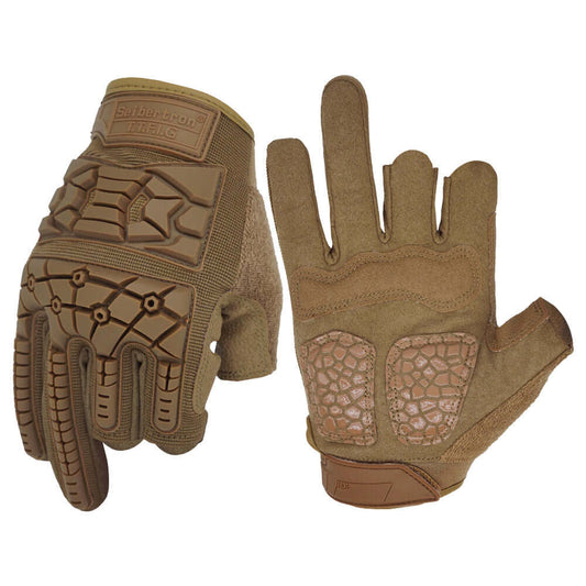Durable tactical gloves with flexible rubber knuckles for combat readiness