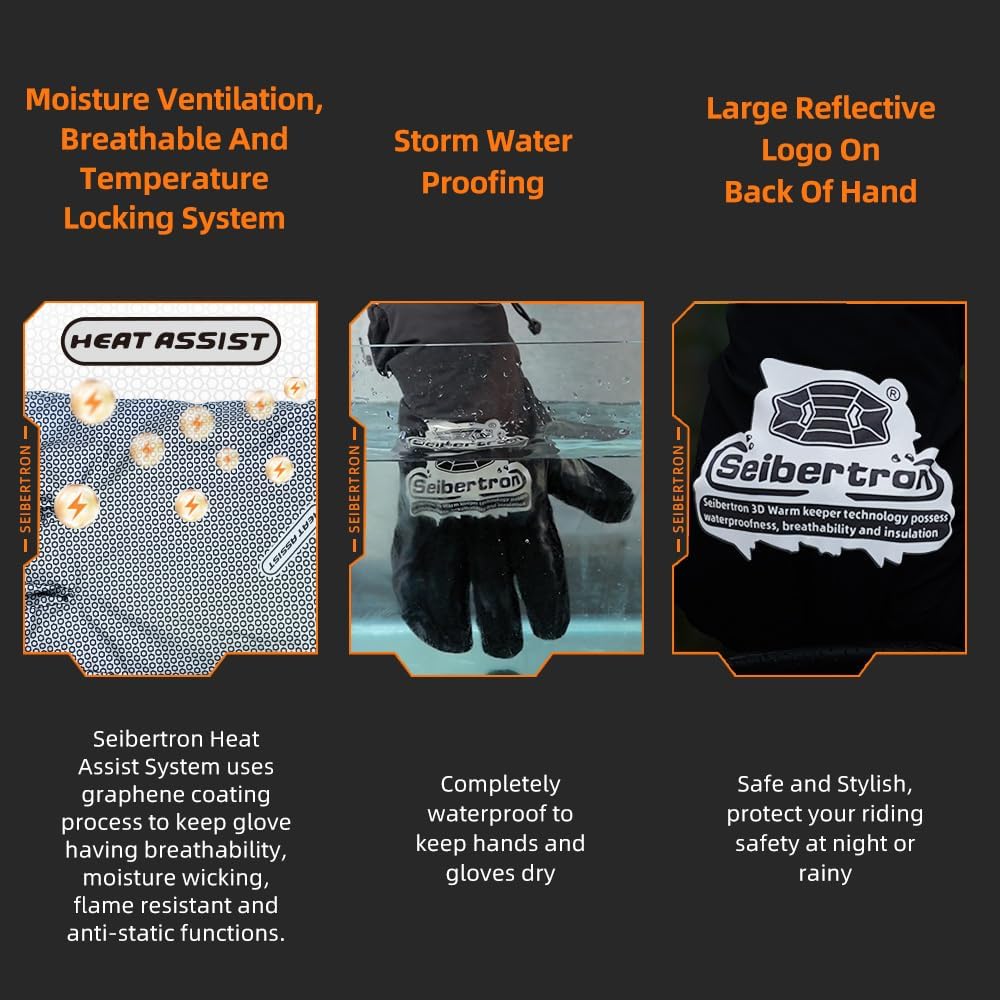 Seibertron Waterproof Windproof Motorcycle Glove Rain Cover - Seibertron