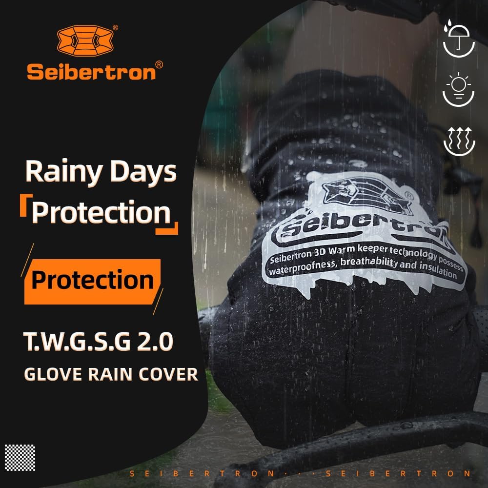 Seibertron Waterproof Windproof Motorcycle Glove Rain Cover - Seibertron