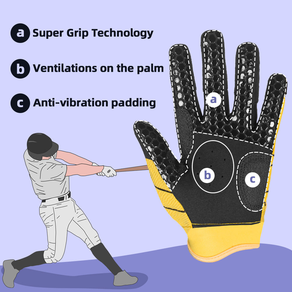 youth yellow batting gloves