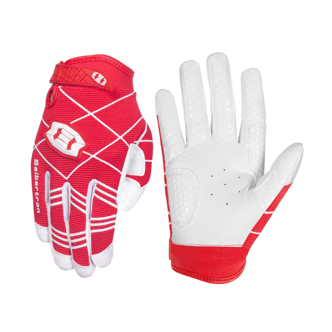 youth batting gloves red