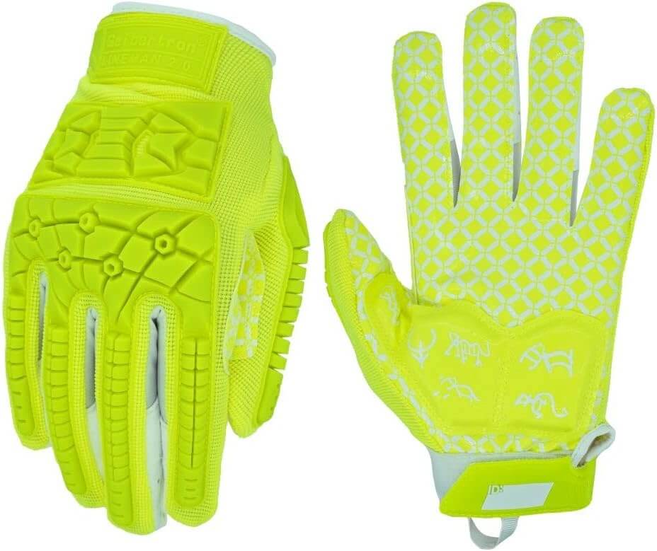 Youth football lineman gloves designed for blocking positions