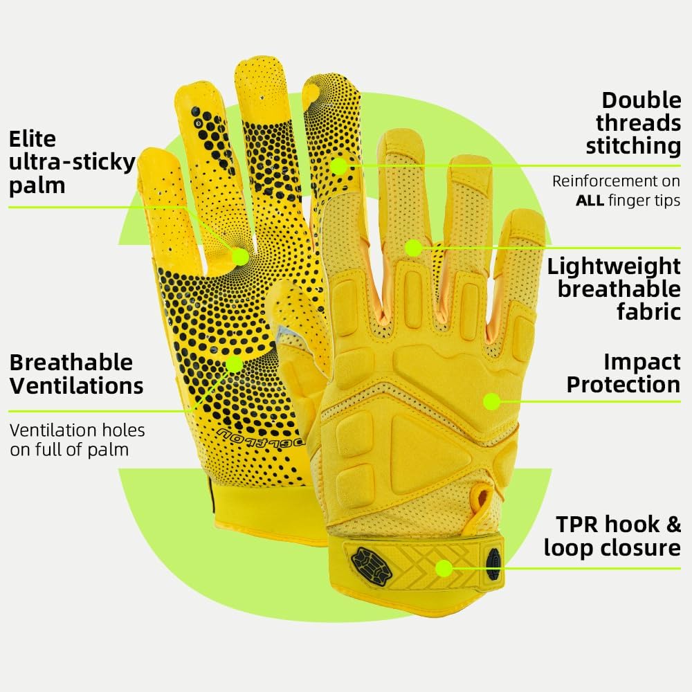 Seibertron Youth G.A.R.G 2.0 Gel-Filled Anti-Impact Ultra-Stick Football Receiver Gloves – Patented Technology for Maximum Grip & Protection - Seibertron