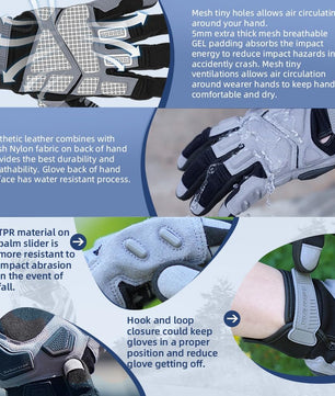 Moto racing gloves developed for competitive riding applications