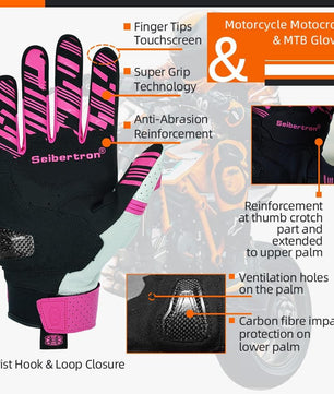 Seibertron Youth SPS-2/ SPS-5 Unisex Touchscreen Road Racing Motorcycle Gloves MTB Sports - Seibertron
