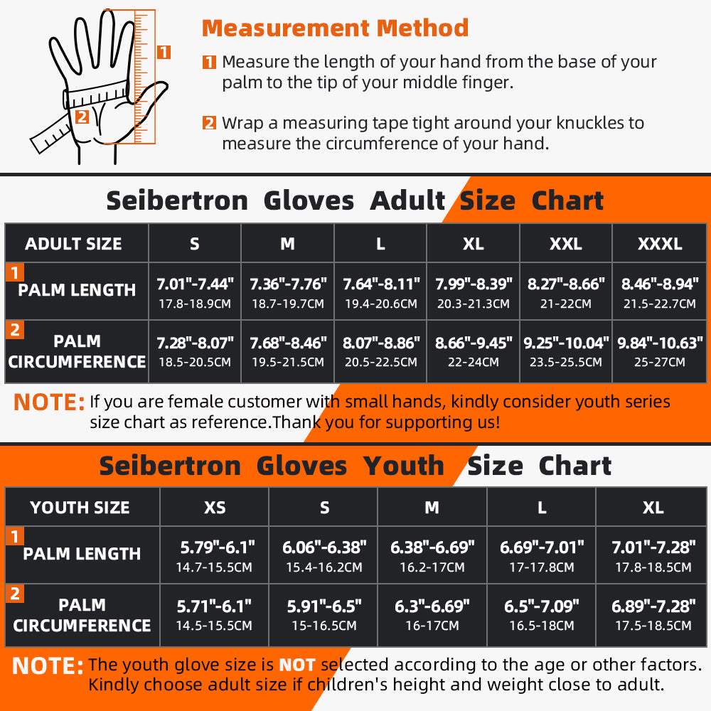 Seibertron Youth SPS-2/SPS-5 Unisex Touchscreen Motorcycle Gloves for Road Racing and MTB Sports - Seibertron