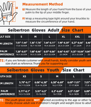 Seibertron Youth SPS-2/SPS-5 Unisex Touchscreen Motorcycle Gloves for Road Racing and MTB Sports - Seibertron