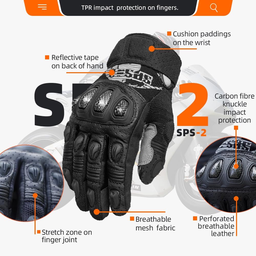Seibertron Youth SPS-2/ SPS-5 Unisex Touchscreen Road Racing Motorcycle Gloves MTB Sports - Seibertron