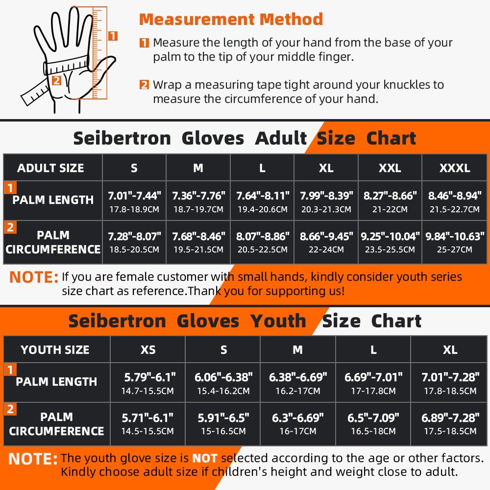 Seibertron Youth SPS - 2/ SPS - 5 Unisex Touchscreen Road Racing Motorcycle Gloves MTB Sports - Seibertron